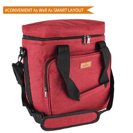 Freshore® Insulated Wine Carrier 6 bottle Bag Tote Removable Padded Divider - Portable Travel Padded Cooler Carrying Canvas Case Adjustable Shoulder Strap - (Dark Green)