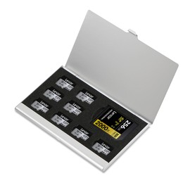 Aluminum SD Card Case, 9Slots Ultrathin SD Card Holder, Memory Card Storage Holder, Fit for 1 SD Card, 8 Micro SD Card, Silver