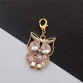 1 Pcs Cute Colorful Owl Charms, Owl Clip on Charms for Diy Jewelry, Bird Lover Lobster Clasp