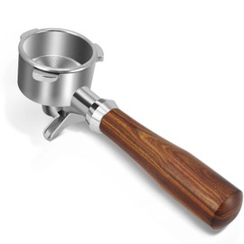 54mm Espresso Double Spouts Portafilter with 3 Ear, Espresso Accessories,Stainless Steel Basket and Wood Handle