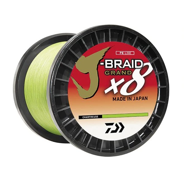 Daiwa J-Braid Grand X8, Filler Spool, Chartreuse, Mono Dia.= 6lb.