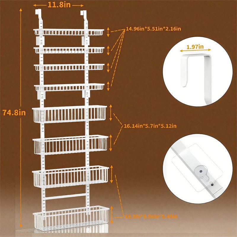 Moforoco White Over The Door Pantry Organizer, Pantry Organization and
