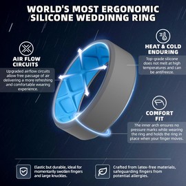 Egnaro Breathable Air Grooves Silicone Rings Mens Wedding Bands, Multicolor Rubber Rings For Him 7.5mm Wide,2.5mm Thick