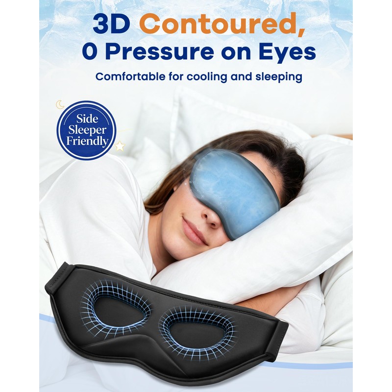 3D Contoured Cooling Eye Mask for Puffy Eyes Migraines (2