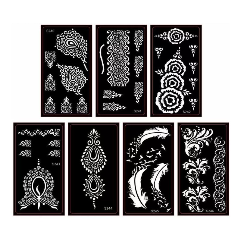Xmasir Henna - Plantillas De Tatuaje Temporales Con Purpurin