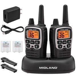 Midland® T71VP3 X-TALKER Long Range Walkie Talkie - FRS Two-Way Radio for Camping Overlanding Rock Crawling - NOAA Weather Scan - 36 Channels and 121 Privacy Codes Black/Silver 2 Pack