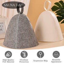 2 Pieces Sauna Hat Felt Sauna Hat Sauna Hat Sauna Hat Sauna Hat Sauna Hat Hat Men and Women Sauna Hat Sauna Hat Women's Sauna Accessories Felt Cap Sauna Cap Shower Cap for Sauna Bathing (Grey & White)