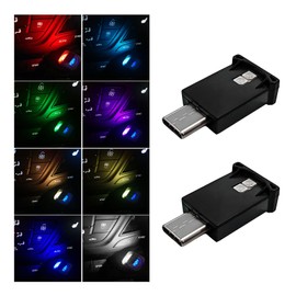 DXNQ 2PCS USB Type C LED Ambient Light, 8 Colors RGB Dynamic Atmosphere Lamp Car Interior Decor USB Night Light, Adjustable Bright Plug-in Mini Ambient Lighting Kit for Car Laptop