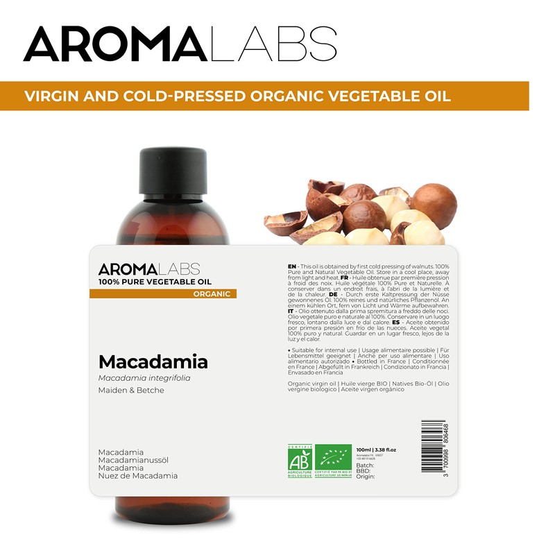 ORGANIC - MACADAMIA Oil - 100mL - 100% Pure, Natural,