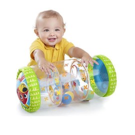 Baby Crawling Roller PVC Inflatable with Balls and Bells - Strengthens Arms, Legs, Shoulders, Neck and Back