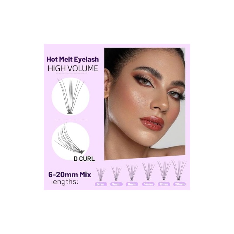 Bodermincer Extensiones de pestaas individuales, 240 paquetes de rizo D,