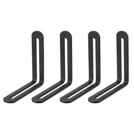 sourcing map Adjustable Corner Code, 4Pcs 80x80mm - Stainless Steel 90-Degree L-Shape Corner Brace, for Fixed Furniture Shelf Bed Table Connector (Black)