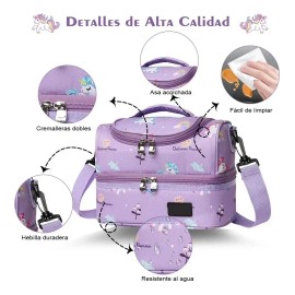 Lovlylovly Lonchera Moda 25cm 7l Térmica Doble Con Correa Ajust Hombro