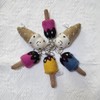Nepalese wool ice cream key ring, doll bag ring, stick