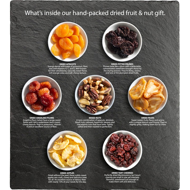 A Gift Inside Festive Dried Fruit and Nuts on Bamboo