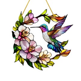 Sun Catchers for Windows,Garden Suncatcher Birds Ornaments,Sun Catcher Acrylic,Multicolor Glass Birds on Branches Stained,Suncatchers Flowers and Bird,Sun Catchers for Windows,Sun Catcher Kit