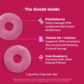 OLLY Period Hero Gummies, PMS Support Supplement,* Chasteberry, Vitamin B6, Calcium, Cran-Raspberry Flavor, 30 Day Supply - 60 Count