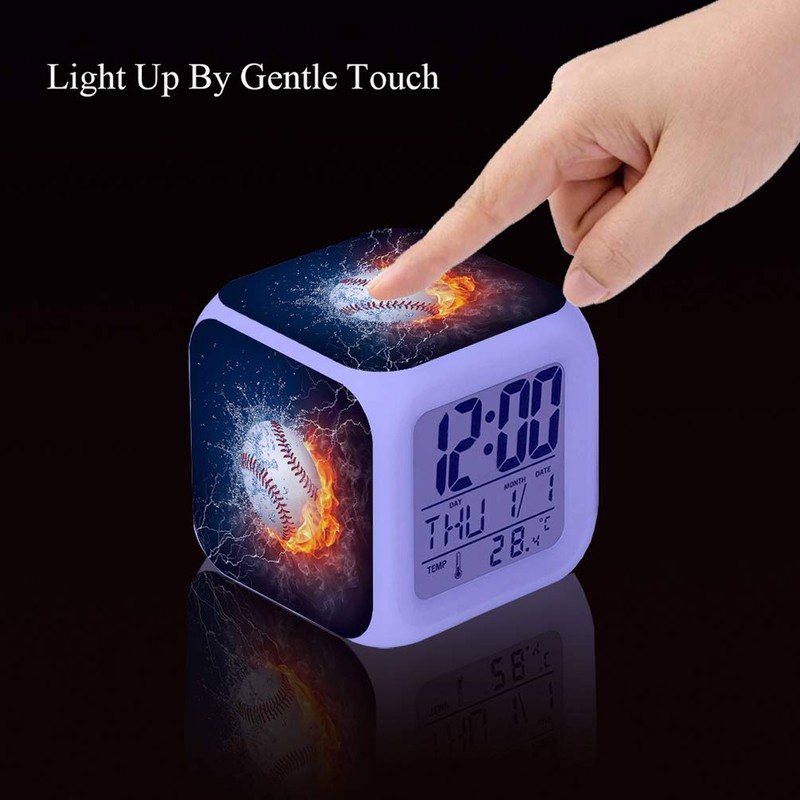 Cointone Led Alarm Clock Baseball Burning Sport Design Creative Desk