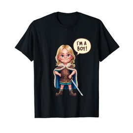 I Am A Boy With Long Hair Viking Blonde Funny Style T-Shirt, black