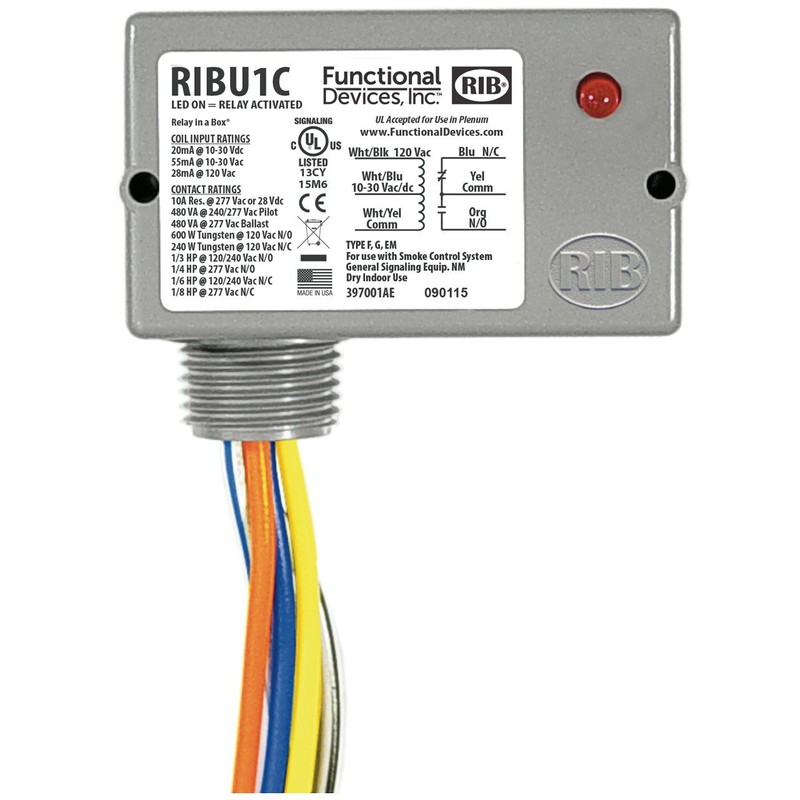 Functional Devices RIBU1C Enclosed Pilot Relay, 10 Amp Spdt with