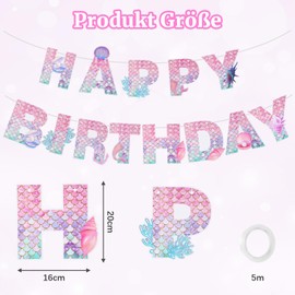 Mermaid Birthday Decoration Garland, Purple Plus Pink Mermaid Children's Birthday Decoration Banner, Suitable for Girls Birthday Decoration, Mermaid Theme Party Decoration