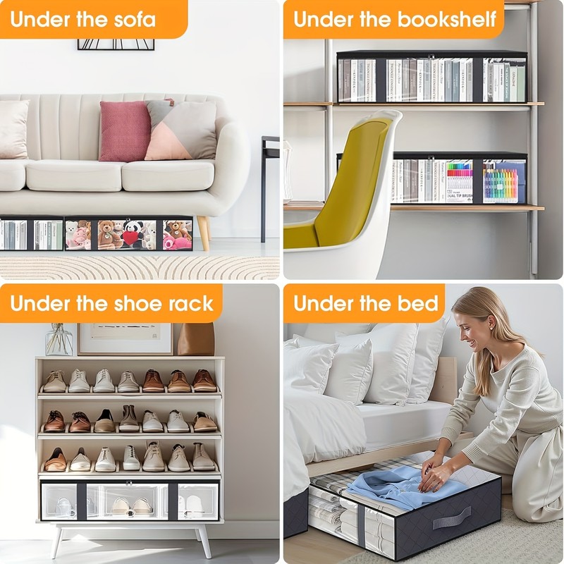Under-Bed Storage Bags for Blankets and Clothing – Foldable 4-Piece