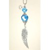 Turquoise Blue Faceted Glass with Silver Angel Wing Rear View