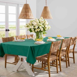 XWZO Table Cloths 60"x84" Christmas Green Tablecloths, Waterproof Table Cloth Rectangular Nappe De Table Rectangulaire Machine Washable Table Cover for Dining, Parties, Holiday, Events, Wedding