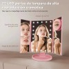 Espejo Maquillaje Luz Tríptica Aumentos 10x/3x/2x Plegable 22 Leds De