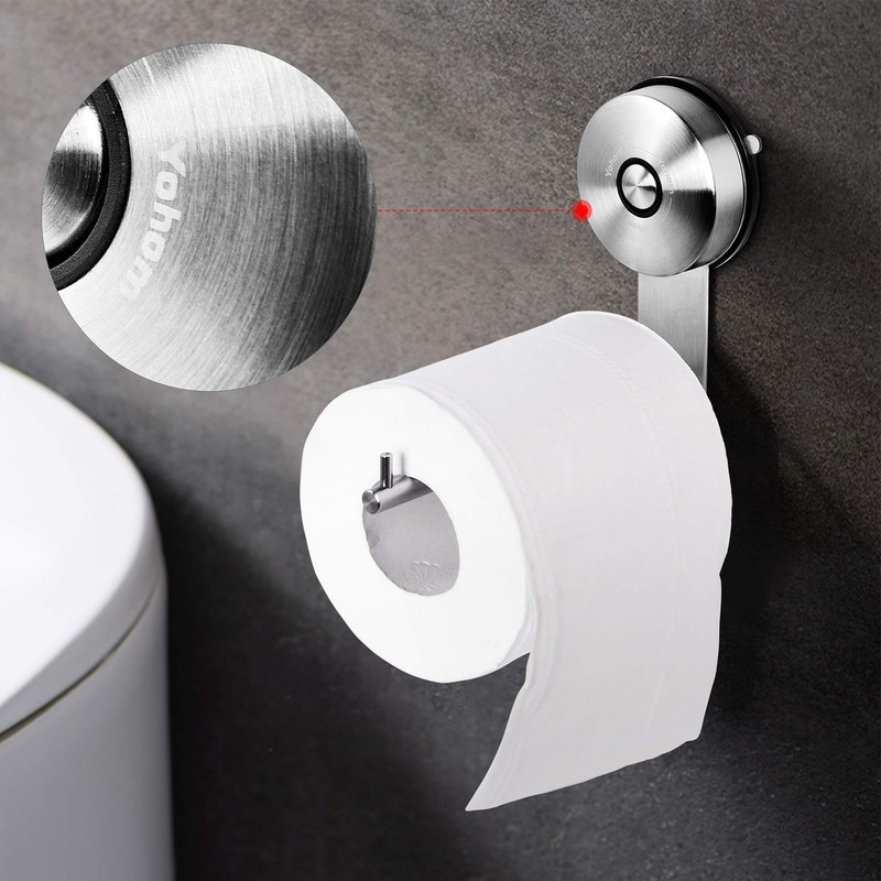 YOHOM Suction Cup Toilet Paper Holder Bathroom Hooks for Towel