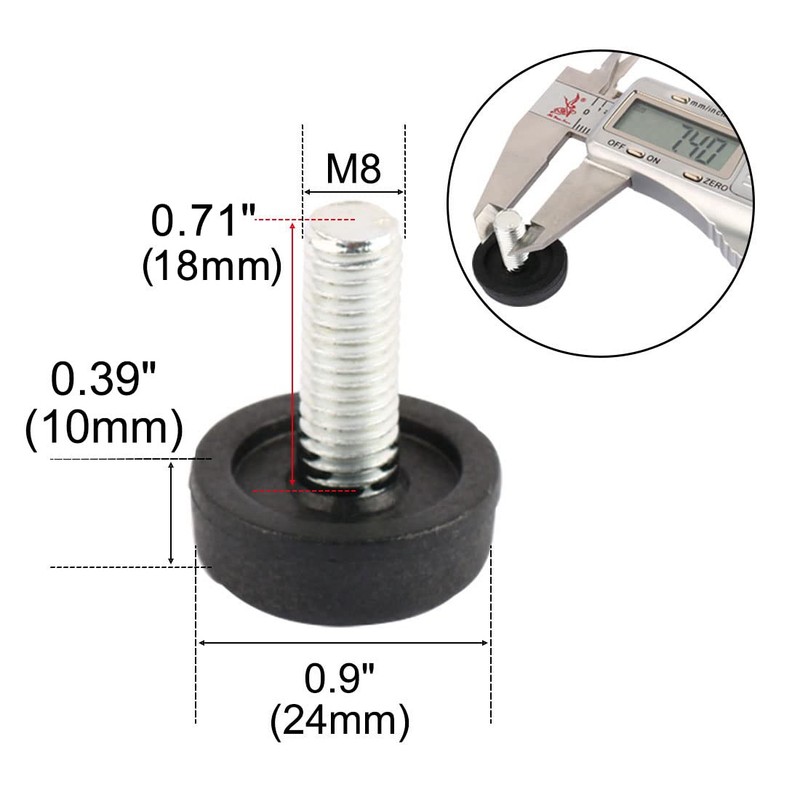 sourcing map M8x20mm Thread Table Desk Levelling Foot Feet Screw