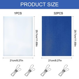 Cyanotype Paper Kit - 32PCS A4 High Sensitive Sun Art Paper Kit with Acrylic Panel and 4 Clips, 11.69×8.27 Inch Nature Printing Papers Set for Kids Adults Arts Crafts Solar Drawing Papers DIY Projects