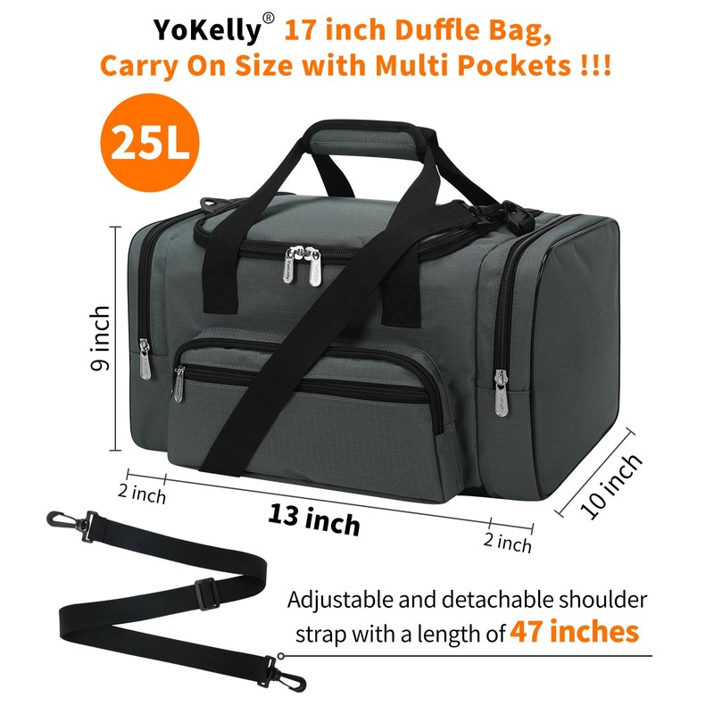 YoKelly Small Duffel Bag 17 inch Carry On Weekender Bag