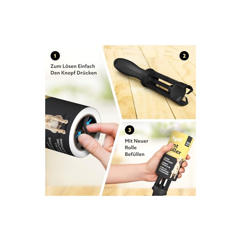 Tydi Pet Lint Roller - 1400 Sheets & 2 Handles