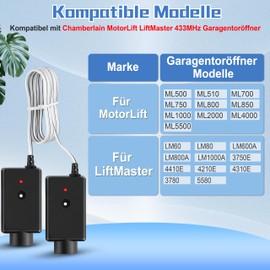 pepape 770E Garage Light Barrier for Chamberlain MotorLift ML500, ML510, ML1000, Safety Sensor Kit Compatible with LiftMaster Garage Door Opener LM50, LM60, LM80, LM600A