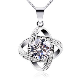 B. Catcher Women's Sterling Silver Necklace, Planet, Star, Italian 925 Sterling Silver Chain, Cubic Zirconia, Silver Accessory, Gift, Birthday, Anniversary, Office