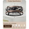 EDISHINE 21" Pre-Assembled Ceiling Fans with Lights Flush Mount, 10%-100%