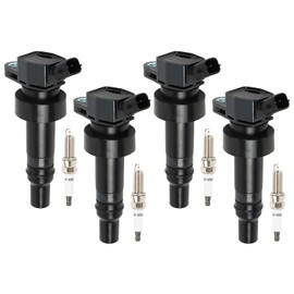YOMALL 4PCS UF652 Ignition Coils + 4PCS 93815 Iridium Spark Plugs Ignition Coils Pack Fits for 2012-2019 Accent, 2012-2017 Veloster, 2012-2019 Rio, 2012-2019 Soul 1.6L, Coil Pack Aftermarket Parts