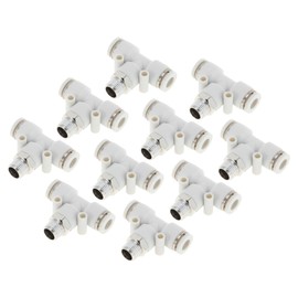 HEROFFIX Push to Connect Air Fittings 1/4" t Type Air Line Quick Joint Plastic Metal 1/8"BSPT 10 Pcs White Silver Tone