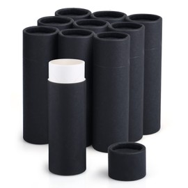 Furnido 10 Pcs 1 oz Paperboard Lip Balm Tubes,Push-Up Style,Empty Kraft Paper Lipstick Tube,Biodegradable Round Solid Perfume Lotion Lip Gloss Container Chapstick DIY Homemade Beeswax Balm Holder - Black