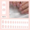 24pcs Long Almond False Nail French Glitter Star River Nail