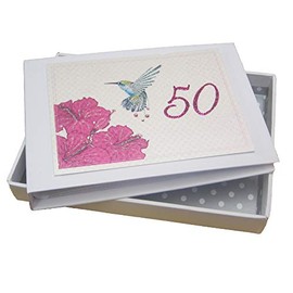 White Cotton Cards HU50T"50" Birthday Memories, Humming Bird Design Photo Album