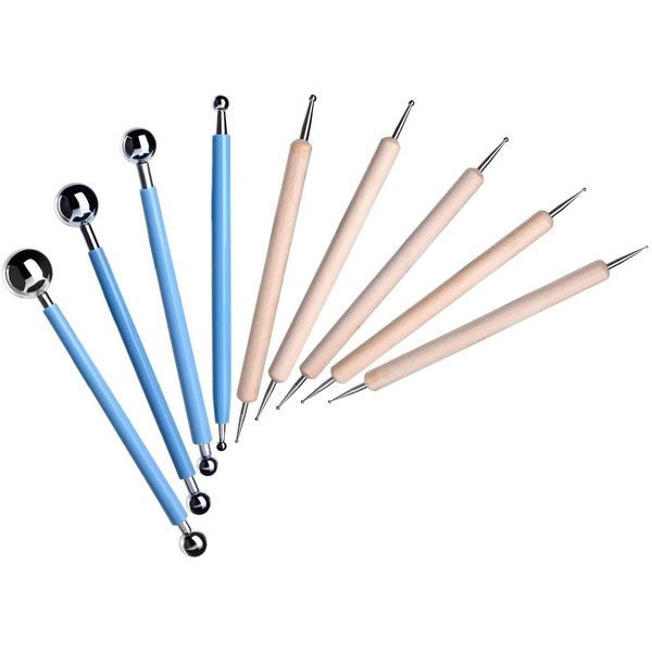 AKORD 9 Pieces Ball Stylus Tools Dotting Sculpting Modeling Tools