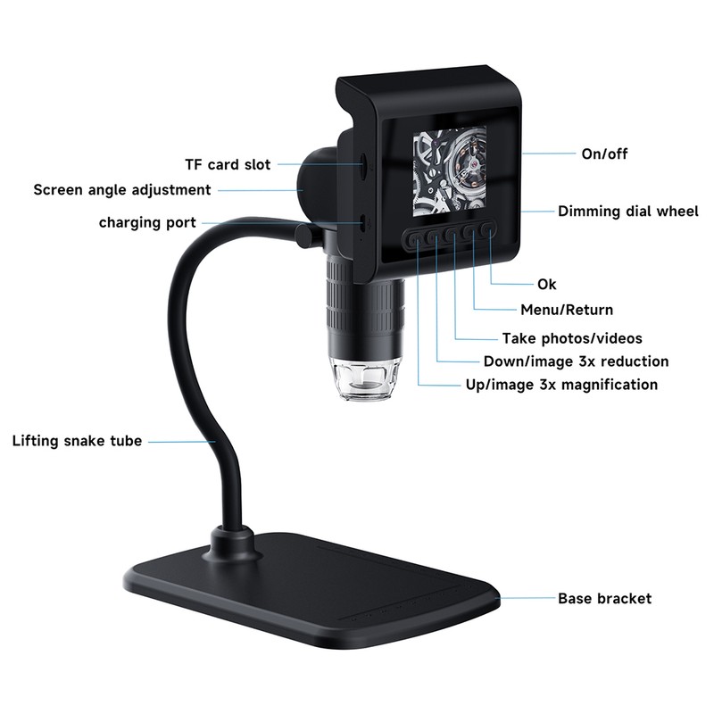 1080P High-Clear Digital Microscope with 2.4-inch Full Color LCD Screen,