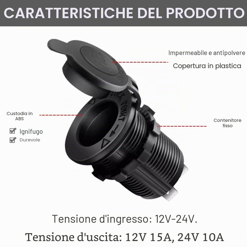 DAOKAI presa accendisigari, sostituzione presa di corrente auto DC 12V,