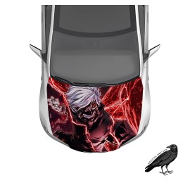 Kaneki Tokyo Ghoul Anime Hood Wrap V2 Weatherproof Vinyl Car Decal 52" X 66"