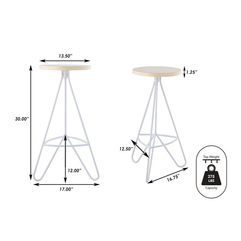 JONATHAN Y BSL1002D Trinity 30" Modern Industiral Iron Tripod Backless