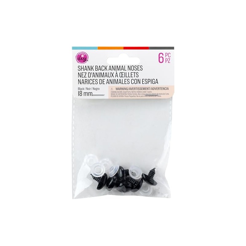 Cousin DIY Shank Back Animal Nose 18mm, 6Pc, Black