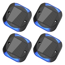 Quntis Solar Decking Lights 4 Pack, Blue Solar Ground Light IP65 Waterproof, Pressure Resistant 3 Tons Driveway Dusk to Dawn Stair Lights for Lawn Patio Walkways Sidewalk Front Door Driveway
