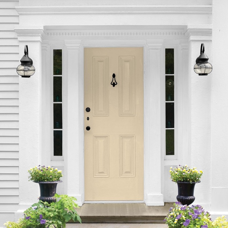 Glidden Exterior Paint + Primer: Beige/Almond Cream, One Coat, Semi-Gloss,